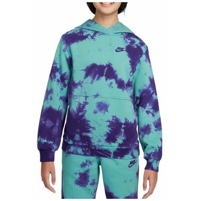 Nike Niños Unisex Púrpura/Azul Tie-Dye Club Polar Sudadera con Capucha, Grande Foto 1 de 4
