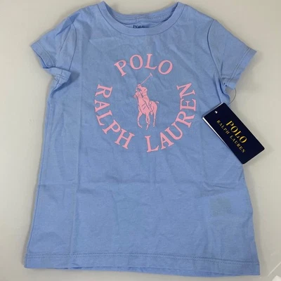 Polo Ralph Lauren Girl's Big Pony Logo Cotton Jersey Tee Shirt Blue 4/4T - Image 1 of 4