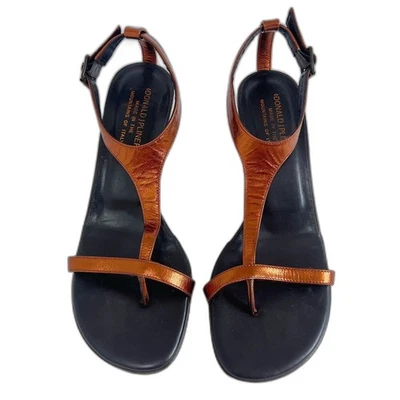 Sandalias de tacón Donald J. Pliner Viana de cuero cobre con tacón de gatito y2k talla 8 Foto 1 de 4