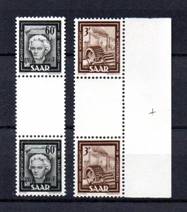 Saar 1949 Freimarke 273 + 275 ZS Zwischenstegpaare postfrisch - Picture 1 of 2