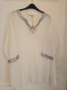 Beautiful Embellished Top Kaftan Beach Coverup Size UK 18 - Picture 1 of 8