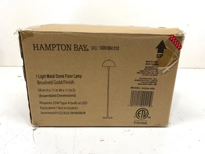 Hampton Bay Corbin 56 in. Brushed Gold 1-Light Floor Lamp with Metal Dome - Image 1 of 2