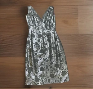 Vintage Lilli Diamond Dress V-Neck Metallic Party Sleeveless Floral 50s 60s - Picture 1 of 13