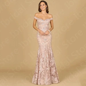 Rouge Rosa Mutter Kleider für Hochzeit Frauen Spitze Meerjungfrau Mutter des Bräutigams Kleid - Bild 1 von 11