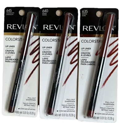 3X Revlon Colorstay Lip Liner Sienna 635, Raisin 640, Chocolate 645 W Sharpener - Image 1 of 2