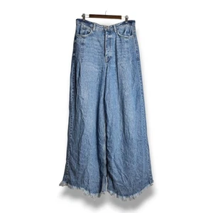 Free People We The Free Old West Slouchy Wide Leg Jean Frayed Hem Size 32 - Picture 1 of 15