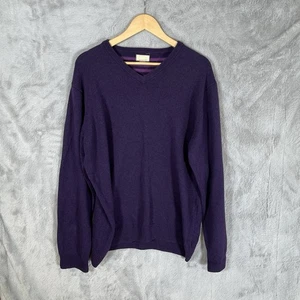 Jersey de cachemir John Lewis Merino para hombre XL púrpura cuello en V manga larga - Imagen 1 de 7