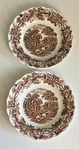 Set of 2 Booths Vintage Brown and Cream British Scenery Bowls 8.25” - Picture 1 of 6