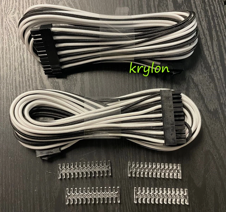 LOT 2 Phanteks 24 pin ATX Motherboard Power Sleeved Extension Cable 500mm 20in - Image 1 of 3