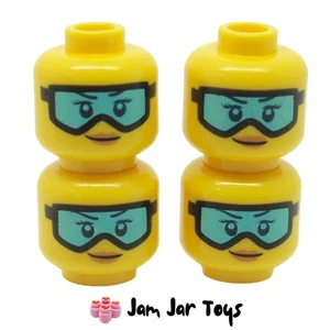 LEGO Minifigure Heads 4x NEW Snow Goggles Light Blue Lenses Arctic City FH31 - Picture 1 of 4