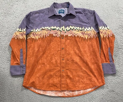 Wrangler Western Shirt Mens XL Purple Orange Snap Front Southwestern Cotton - Image 1 of 4