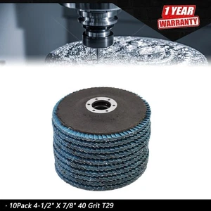 4-1/2" X 7/8" 40 Grit T29 Premium Zirconia Flap Disc Sanding Grinding 10Pack - Picture 1 of 6