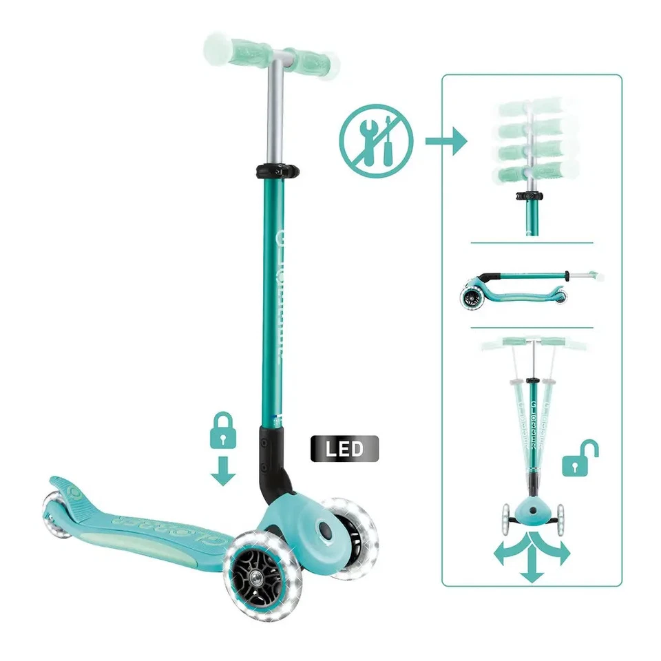 GLOBBER ELITE GLOW LIGHTS dunkelmint, mit Leuchtrollen und Glow-Effekt