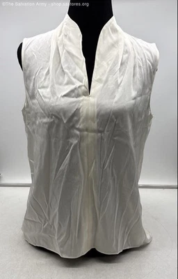 Blusa Top Para Mujer Elie Tahari Crema Sin Mangas Cuello Dividido Talla Mediana NUEVA CON ETIQUETAS Foto 1 de 4