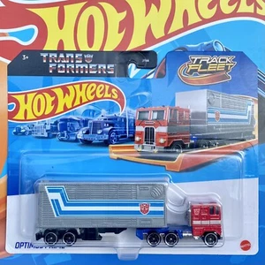🔥 RARE 2024 Hot Wheels Transformers Optimus Prime Track Fleet Semi Truck Robot - Picture 1 of 6