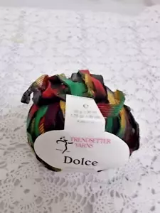 LOT OF 3 VINT. TRENDSETTER "DOLCINO" RED/GREEN/GOLD/BL 3/8" RIBBON YARN 1 3/4 OZ - Picture 1 of 3
