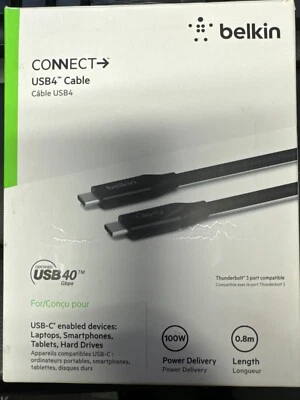 Belkin USB 4 USB-C to USB-C Cable with 100W PD for Macbook pro iPad iphone 16 15 - Image 1 of 4