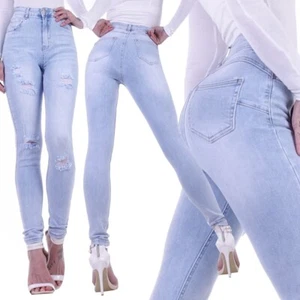 Damen Röhrenjeans High Waist Jeans Skinny Hose Hoch Hoher Bund MEGA STRETCH H10 - Bild 1 von 5