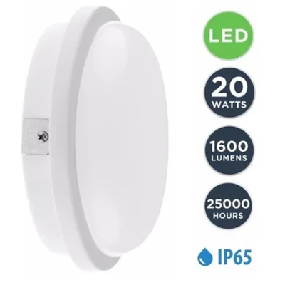 New 20W LED Bulkhead Ceiling Wall Lights IP65 Indoor Outdoor Bathroom Round Lamp - Image 1 of 4