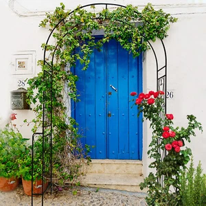 Metal Garden Arch Garden Arbor Trellis Climbing Plants Support 55''x94.5'' Black - Picture 1 of 10