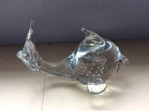 Vtg Clear Glass Hand Blown Bubbles Controlled Dolphin Figurine Paperweight - Picture 1 of 7