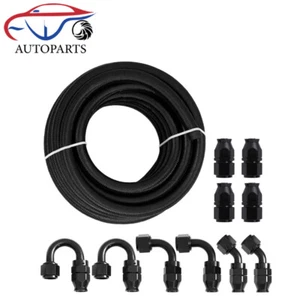 6AN AN-6 AN6 20FT E85 Nylon Braided PTFE Fuel Oil Line Hose Kit 10 PCS Fittings - Picture 1 of 9