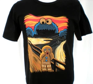 Cookie Monster The Scream by Edvard Munch Black t-shirt Large L - Picture 1 of 6