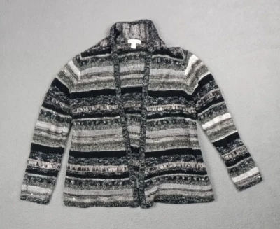 Женский кардиган в полоску из шерстяной смеси Coldwater Creek размер L/14 свитер с блестками - Изображение 1 из 4