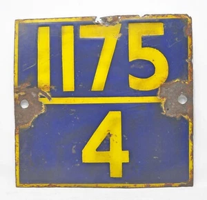 Vintage Fer Émail Porcleain Chemin de Fer Chiffres Panneau Original Vieil - Picture 1 of 3