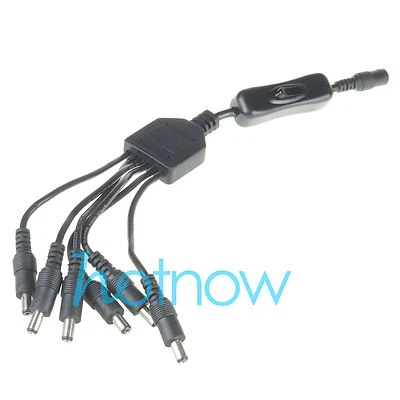5.5x2.1mm 1:6 Splitter DC Power Cable Cord  1 Female to 6 Male with 1 switch - Image 1 of 3