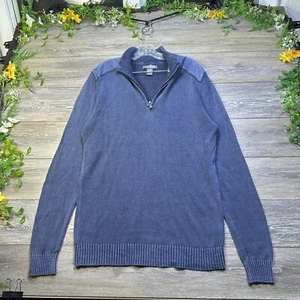 Method Sweater Size Large Mens Sophisticated Blue Mock Neck Ramie Stretch - Picture 1 of 18