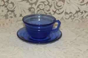 6 Hazel Atlas Depression Glass COBALT MODERNTONE Cup & Saucer 6 Sets - Imagen 1 de 2