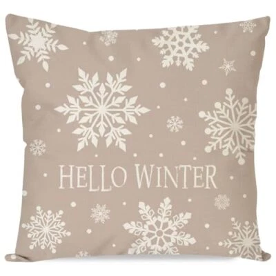  Almohada de Navidad Hello Winter Snowflake 18" x 18" (Pack de 1) Beige Foto 1 de 4