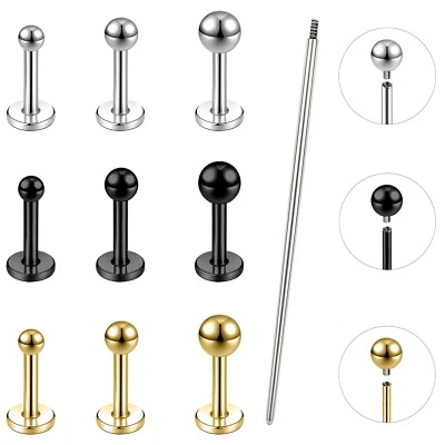 13Pcs/Set Stainless Steel Lip Studs Threaded Stud Earring Labret Monroe Piercing - Image 1 of 4