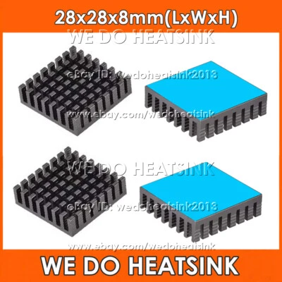 28x28x8mm Black Anodized Heatsink Radiator Cooler With Thermal Pad for CPU IC - Image 1 of 4