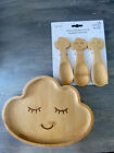 NEW CHILDRENS DINNER SET BAMBOO PLATE AND X3 SPOONS BABY GIFT SHOWER CHRISTMAS