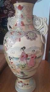 1 große Amphorenvase aus Japan,Antik mit Emailmalerei 39 cm - Bild 1 von 6
