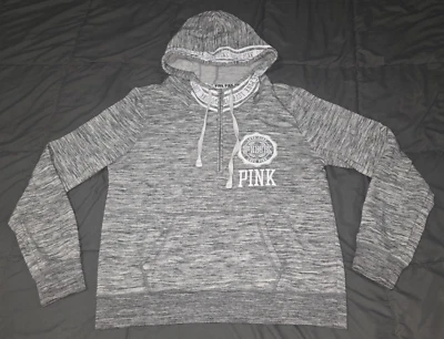 Suéter Victoria's Secret Rosa Para Mujer Grande con Capucha GRIS Bolsillo para Mano Cremallera Parcial Foto 1 de 4
