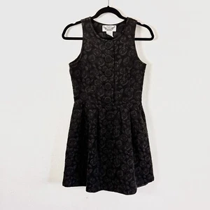 BB Dakota Grey & Black Brocade Sleeveless Fit & Flare Mini Dress Size Medium - Picture 1 of 11