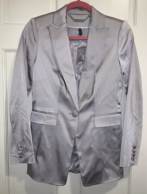 全新带标签 - White House Black Market - 纯银缎面西装外套 - 00 码 — 第 1/4 张图片