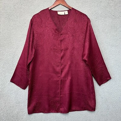 De Colección Victoria Secret Kimono Pequeño Bata de Seda Granate Cachemira Camisón Íntimo Y2K Foto 1 de 4