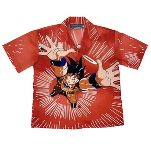 X-wave Dragonball Goku Aloha Button Up Shirt Kids Size 5 6 Orange Anime 90s Y2K - Picture 1 of 6