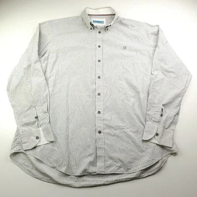 Harmont & Blaine Casual Long Sleeve Button Shirt White Gray Stripe Men's 3XL - Image 1 of 4