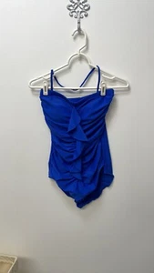 U.S. Polo Assn. One-piece Blue Ruffle Swimsuit Women Medium NWT - Picture 1 of 13