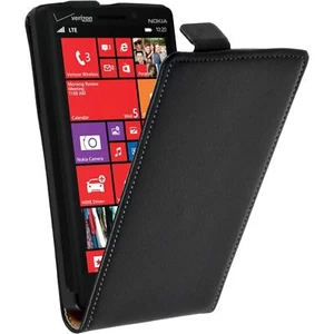 Kunst-Lederhülle für Nokia Lumia 930 Flip-Case schwarz + 2 Schutzfolien - Bild 1 von 5