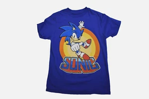 Sonic The Hedgehog Youth Boys Sonic Cartoon Gamer Blue Shirt New Small - Picture 1 of 5