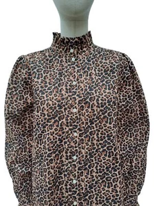Felicity Baumwollbluse Leopardenmuster Langarm UK 14 1 Corp - Bild 1 von 6