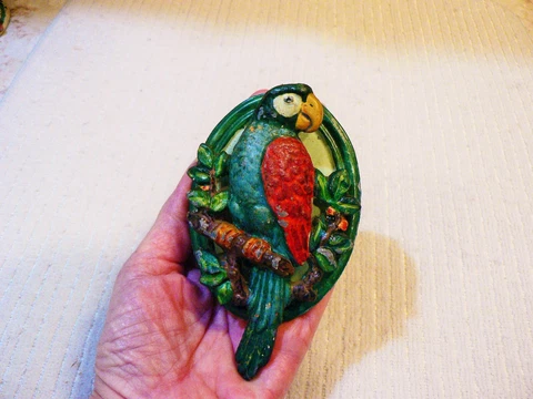 RARE ANTIQUE HUBLEY #82 PARROT MACAW ON BRANCH CAST IRON DOOR KNOCKER 1920's HTF Cover