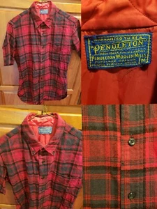 Vintage Men’s Pendleton Short Sleeve 100% Wool Shirt M Red Plaid Lumberjack - Picture 1 of 9