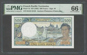 French Pacific Territories 500 Francs ND(1992) P 1D Uncirculated Grade 66 - Picture 1 of 2